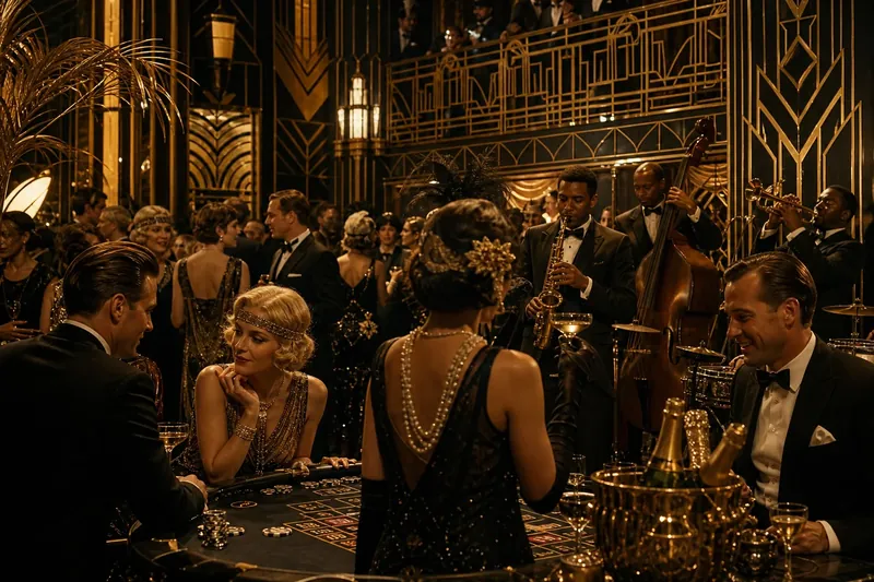 Nagy Gatsby art deco dekorációk és jazz hangulat
