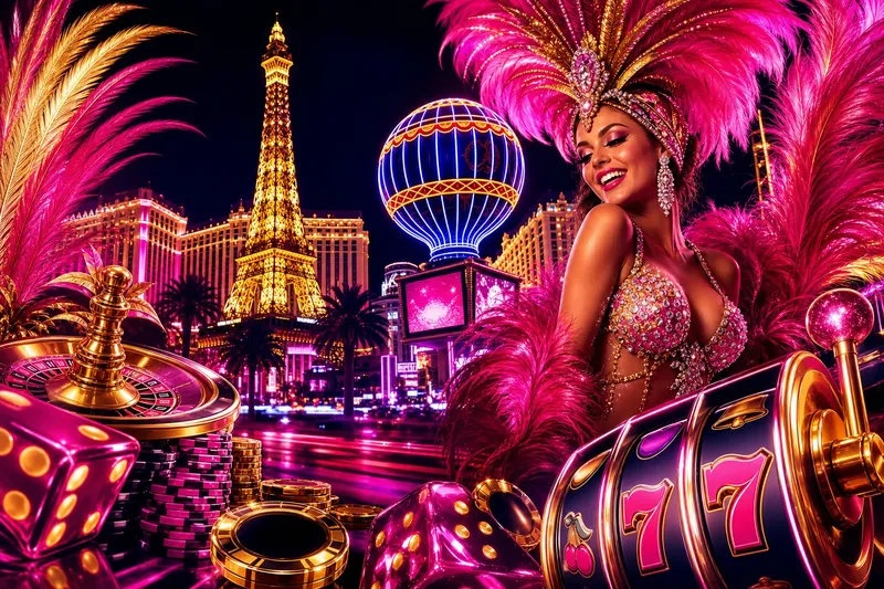 Las Vegas neonfényes kaszinó est a Strip hangulatában