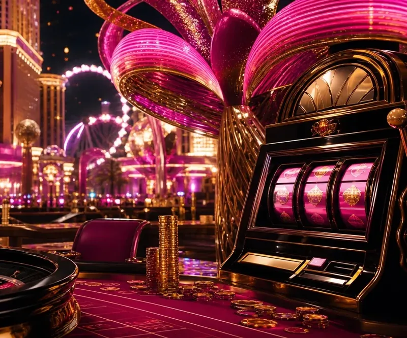 Bachelor party Las Vegas neon díszlettel és kaszinó asztalokkal